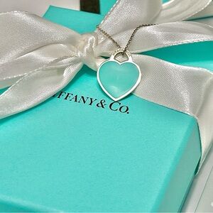 Authentic Tiffany & Co. Blue Enamel Heart Necklace